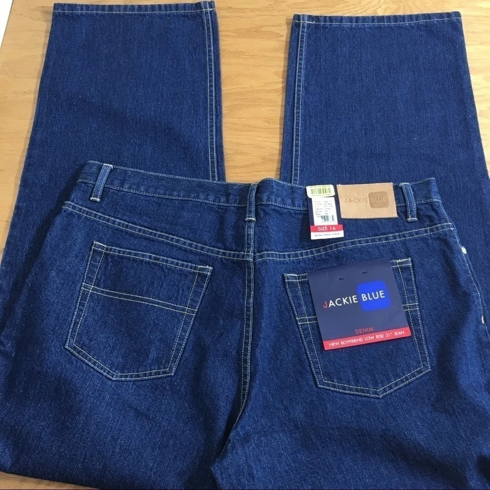 NWT Dark Wash Jackie Blue New Boyfriend Jeans Size 16 - Picture 2 of 5